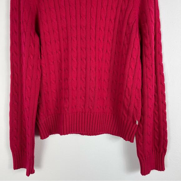 Tommy Hilfiger pink red cable knit chunky crew neck sweater XL - Picture 3 of 6